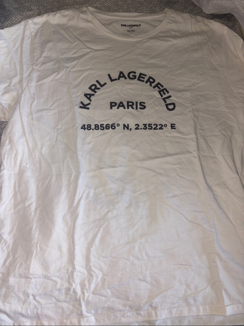 Karl Lagerfeld White Tee with Navy Paris Logo